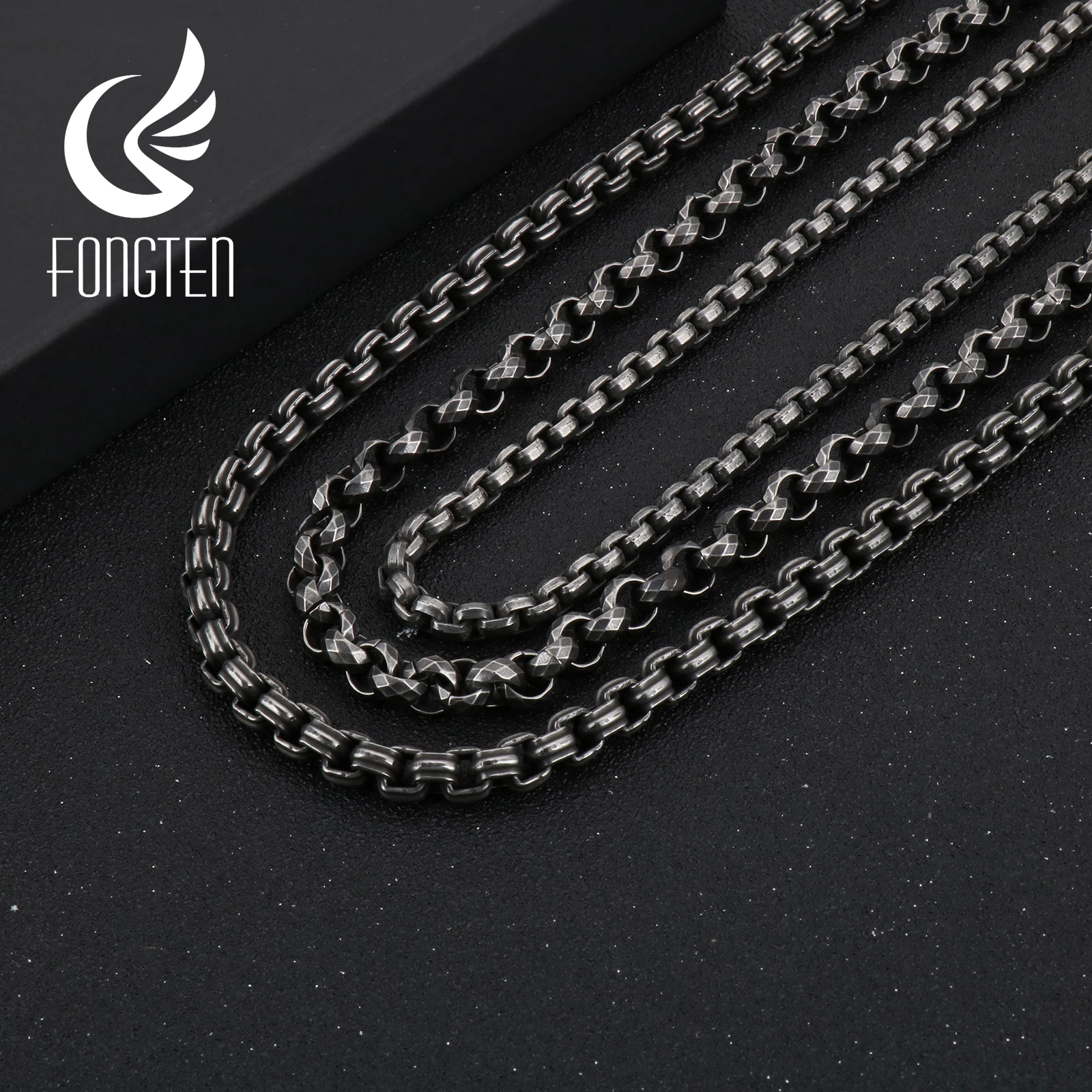 Fongten винтажная бусина ожерелье для мужчин металлическая цепочка панк длинные