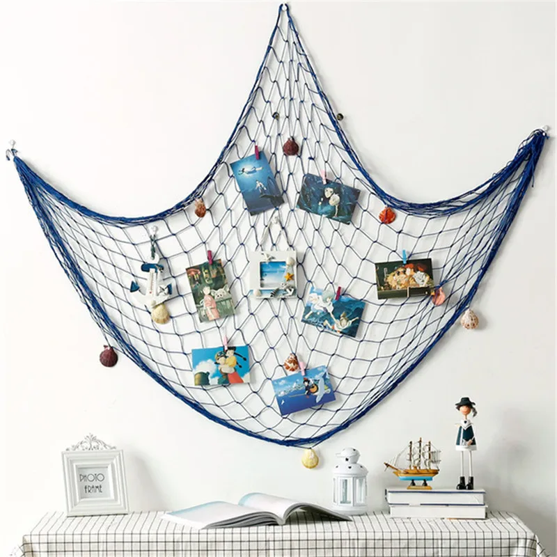 

100X200CM Fashion Decorative Nautical Fishing Net Seaside Wall Beach Party Sea Shell Home Decor Vintage Hanging Decorations Kids