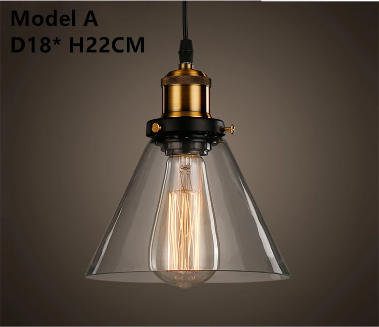 Industry style glass pendant light loft hanging lighting simple | Освещение