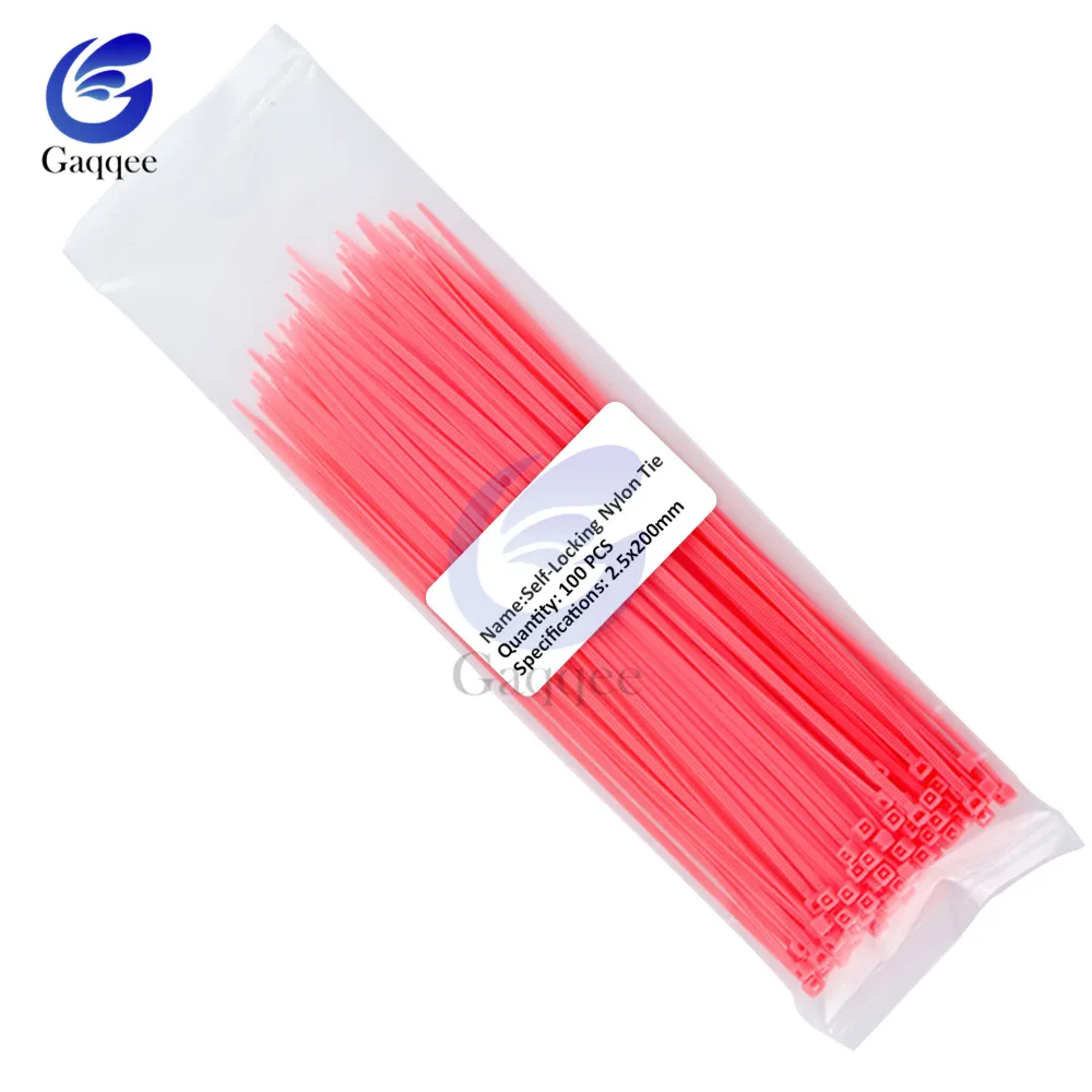 Самозакрывающиеся пластиковые нейлоновые кабельные стяжки 100 шт. 200 мм черные