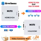 Портативный Преобразователь Grwiebou с Mini HDMI на VGA, VGA2HDMI видео бокс, аудиоадаптер 1080P для ноутбука, ПК, HD ТВ проектора, телевизора