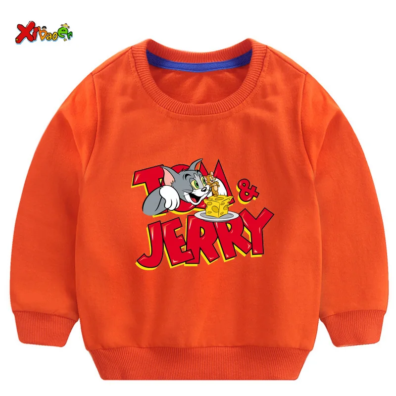 toddler girl sweatshirts baby boy hoodie children Pullover Tops Autumn Fashion Long Sleeve Cartoon Tom and jerry clothing
