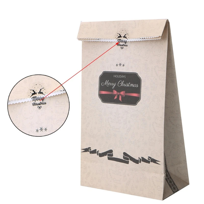 

72XC Kraft Paper Xmas Party Holiday Cookies Present Gift Bag Luxury Wedding Bag
