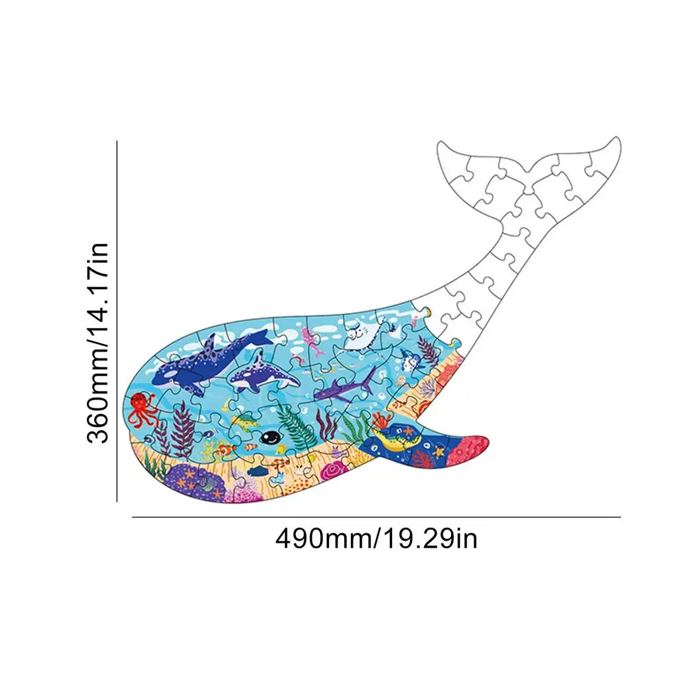 

DIY Animal Whale Jigsaw Puzzles Kids Montessori Puzzle Box Educational Toys for Children Paper Puzzle Game Toy Christmas Gifts