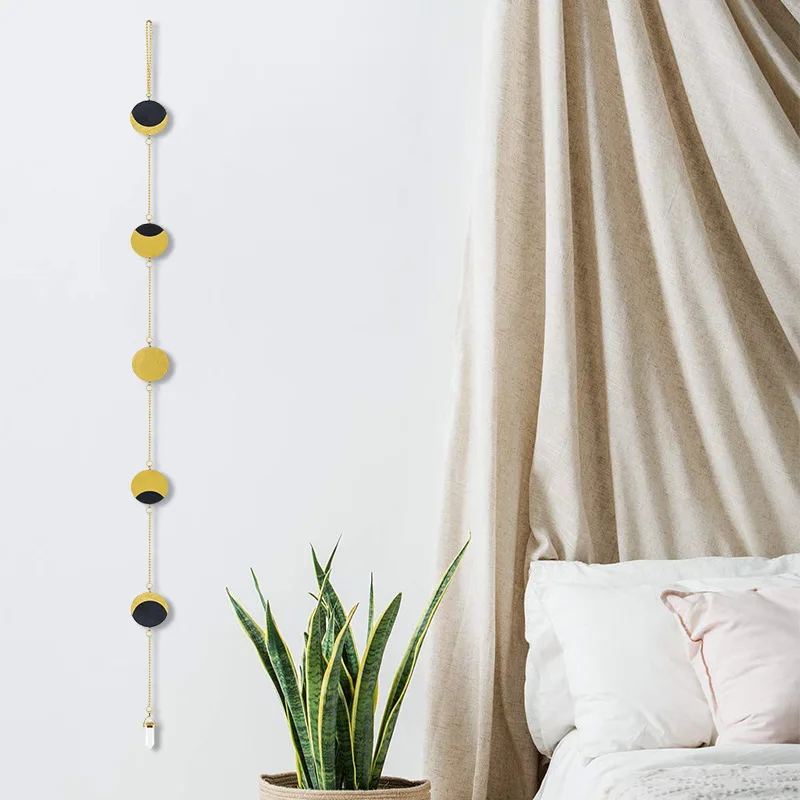 

Background Wall Decoration Living Room Bedside Bedroom Background Wall Round Wood Piece Sun Moon Ornament