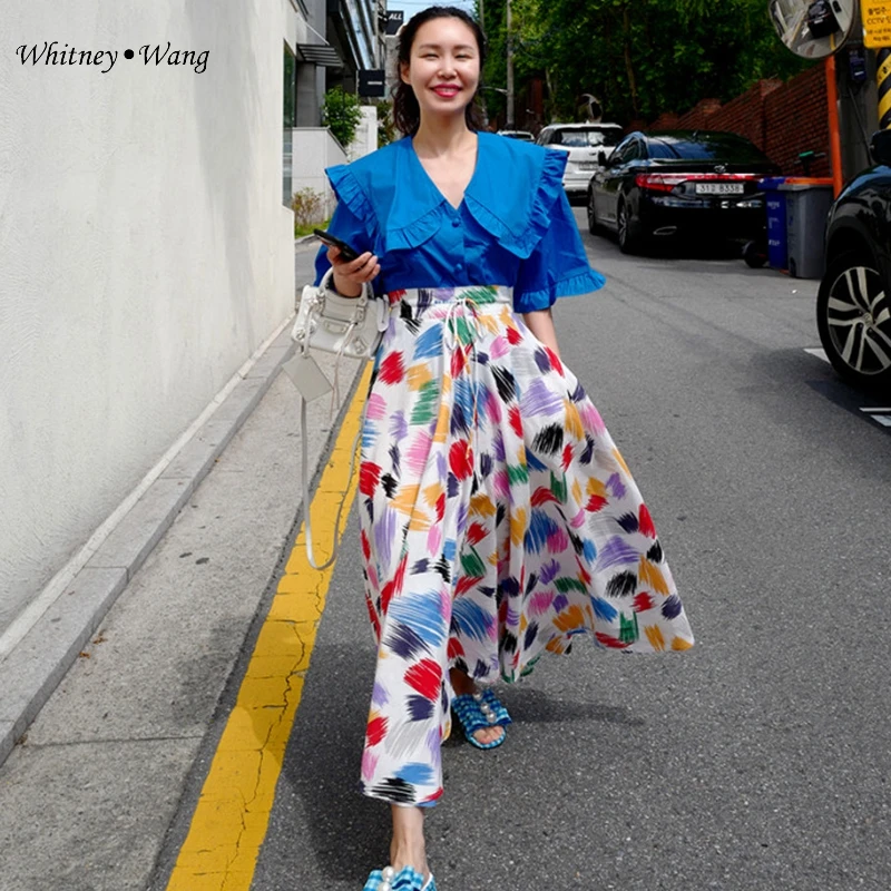 Женская винтажная юбка с высокой талией и широким подолом летняя 2020 | одежда