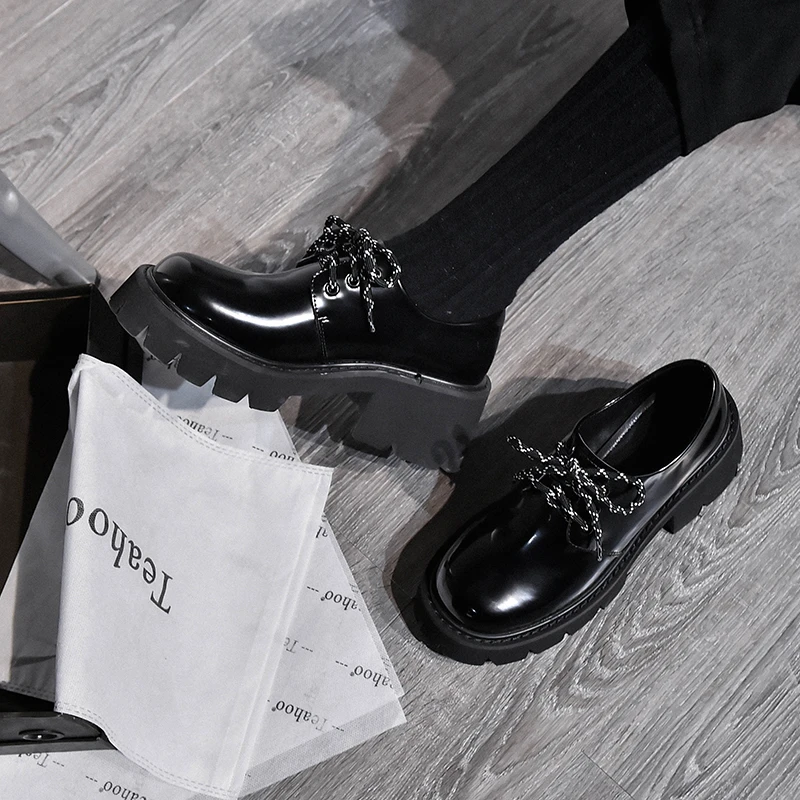 Женские туфли Дерби в британском стиле ретро на плоской подошве оксфорды круглый