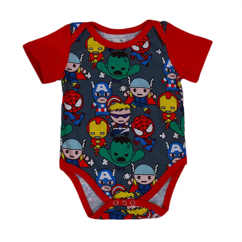 Goocheer Newborn Baby Boy Bodysuit Summer Short Sleeve Cartoon Hero Body Suit Jumpsuit Outfits Clothes 0-18M | Детская одежда и