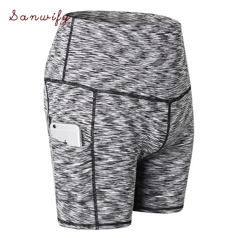 

Women Gym Shorts Jogging Running Shorts Yoga Shorts Women High Waist Lifting Push Up Tight Sports Pocket Fitness Yoga Short Pant