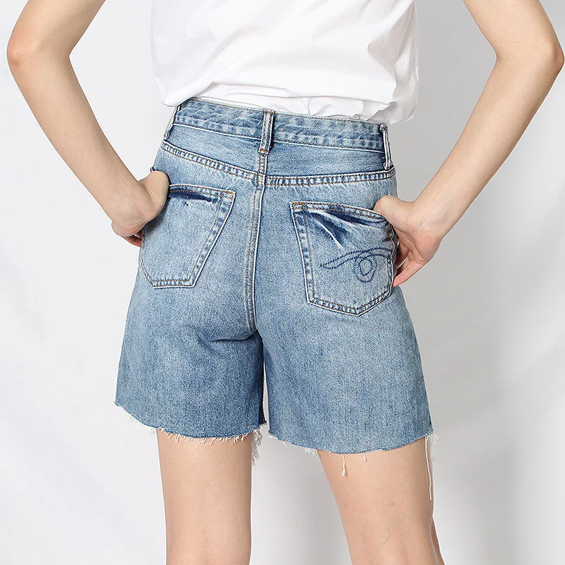 

summer women Sexy high waist hole lace up cross bandage shorts hot pants Denim short pants denim blue short jeans
