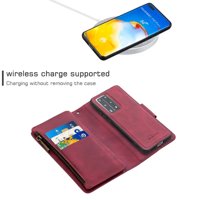 Съемный кожаный чехол для Huawei P40 P30 Lite P Smart Z 2020 Y5 Y6 Y7 2019 деловой кошелек на молнии с
