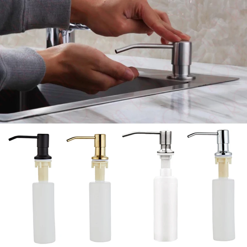 

1PC 300ML Kitchen Sink Soap Dispenser Black Stainless Steel Head Soap Bottle 300ML ABS Dispenser Kitchen And Bathroom Sink