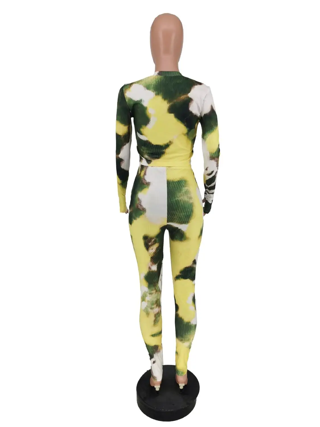 

Fall 2020 new fashion tie dye print sport 2-piece slim fit o-neck long sleeve T-shirt and pants women's set