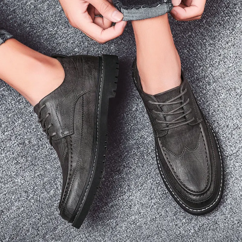 Мужские классические кожаные туфли коричневые формальные свадебные броги в