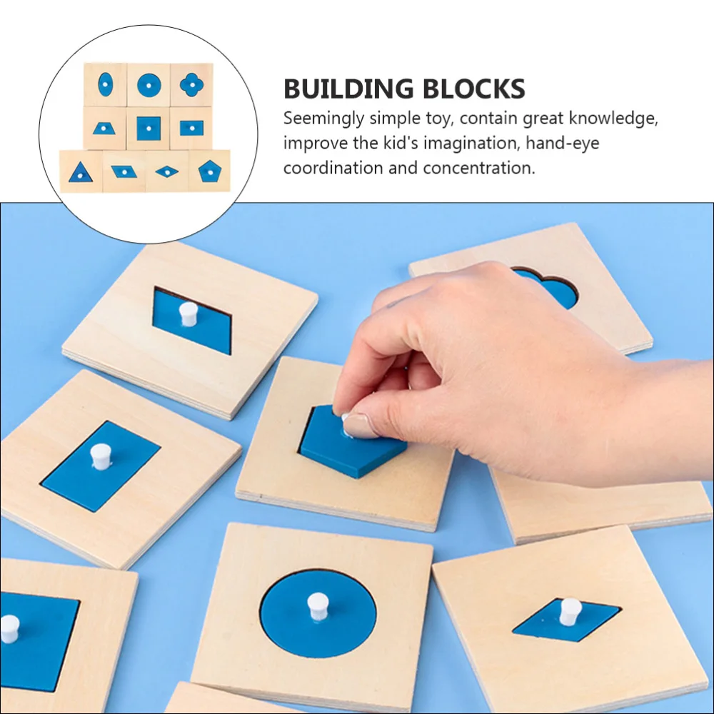 

10Pcs Early Education Plaything Wooden Building Blocks Shape Cognition Toys