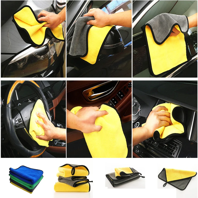 

Hot sale Thickened Car Cleaning Towel Microfiber Coral Velvet Cloth Double Sided High Density Towel New Wiping Absorbent