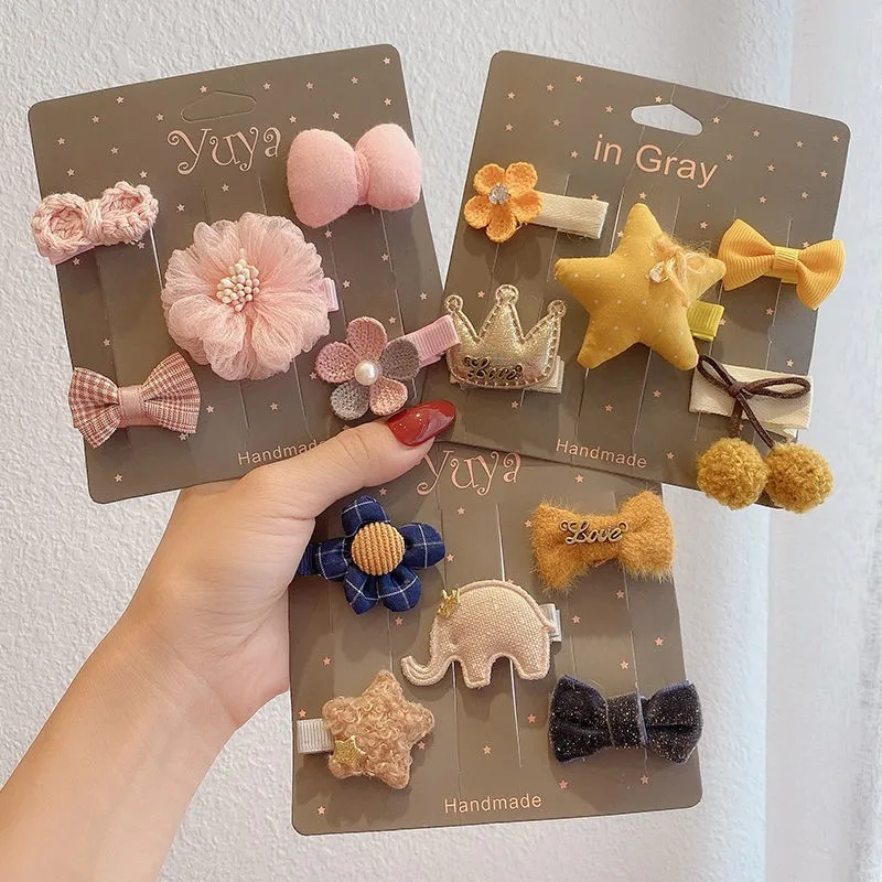 

5PCS/Set Cute Cartoon Crown Star Fruit Hair Clips for Children Kids Kawaii Sweet Bow Hairpins Barrettes Girls Hair Accessories