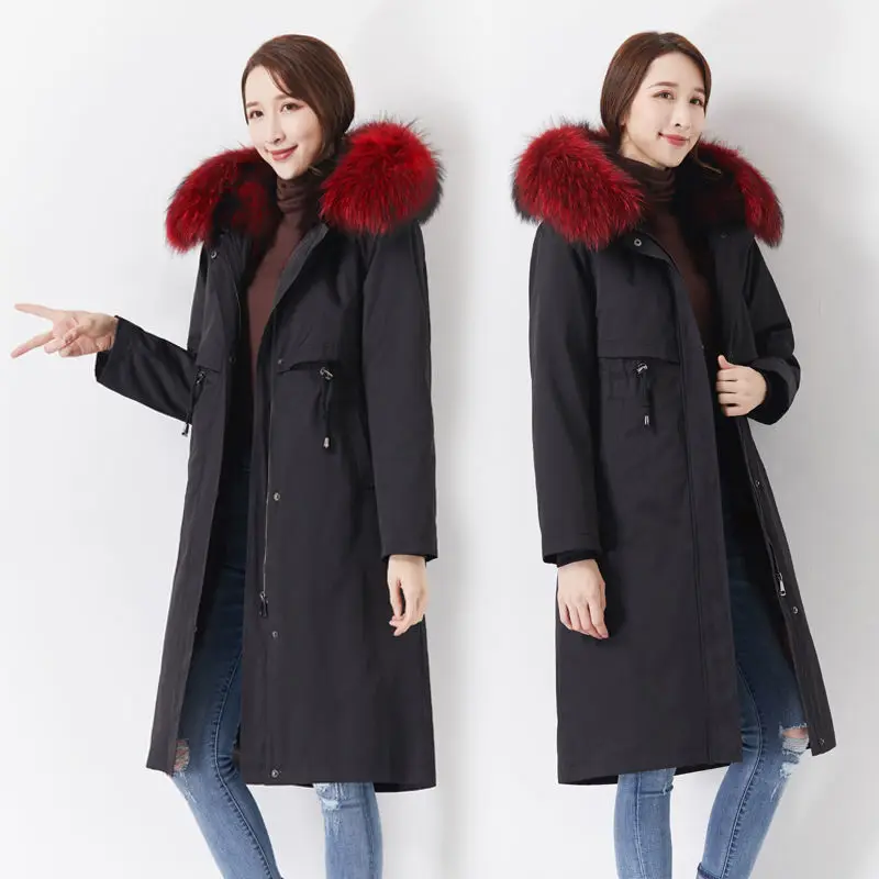 

2020 New Fashion Slim Fur Winter Coat Plus Size Jacket Women Real Natural Genuine Coat Thick Warm Fur Parka Real Fur Jacket N55