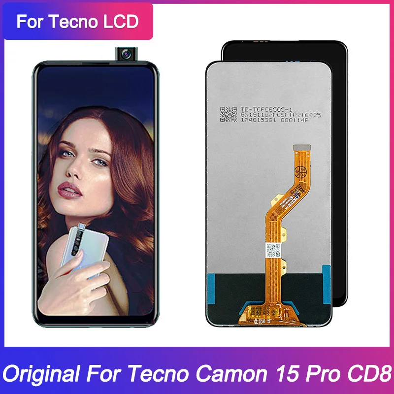 Для Tecno Camon 15 Pro CD8 Полный ЖК дисплей в сборе полный сенсорный экран дигитайзер