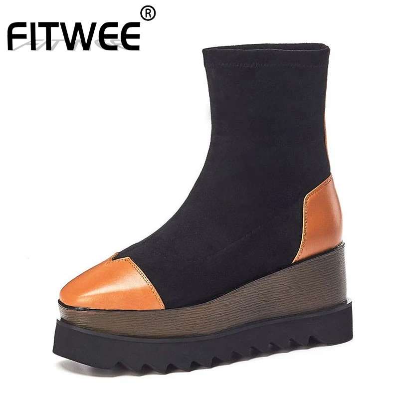 FITWEE 2020 Новое поступление модные женские ботильоны из натуральной кожи в