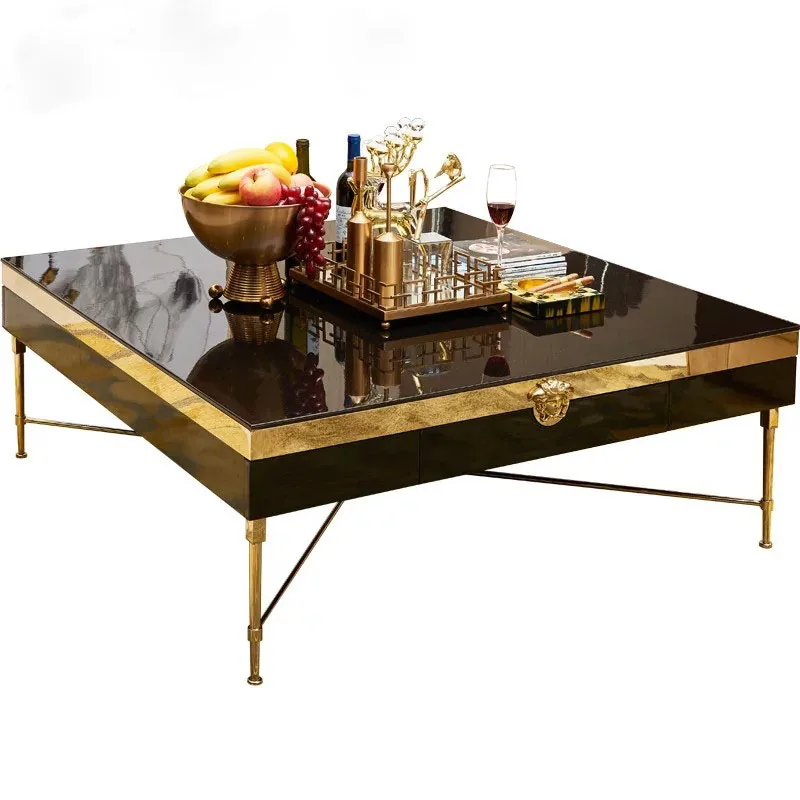 

stainless steel coffee table living room Hong Kong-style modern minimalist TV cabinet Versace complete furniture combination