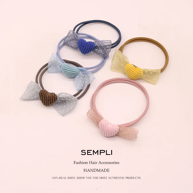 Эластичные резинки для волос Sempli высокоэластичные с сердечками женщин детей
