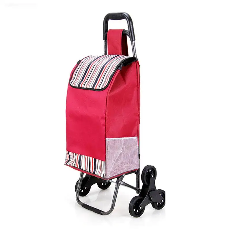 

Six Wheel Folding Climbing Cart Portable Shopping Cart Quality Steel Pull Rod Trolley With 600D Oxford Cloth Shopping Bag