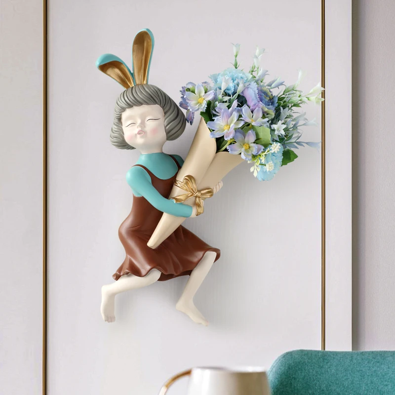 Милые девушки настенные декоративные цветы ваза Nordic ячмень номер Декор