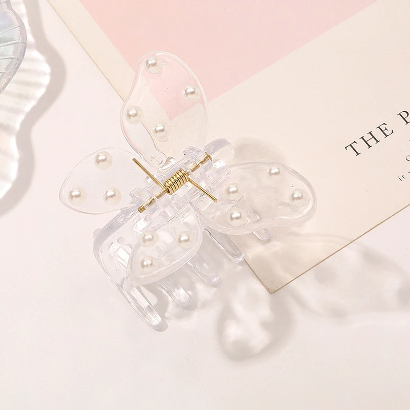 Summer Small Transparent Butterfly Hair Claws Hairpin Cute Grabs Acrylic Clip For Women Sweet Accessory 6 Style | Украшения и