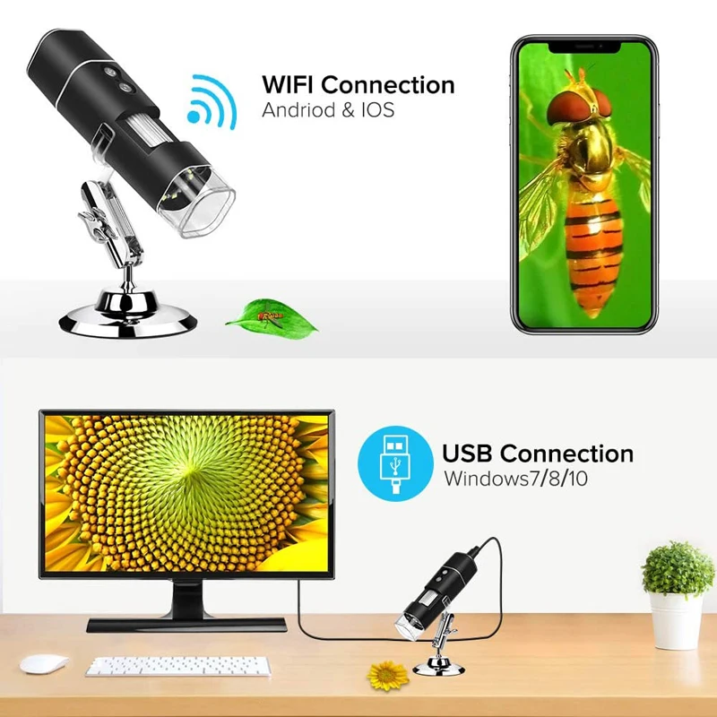 1000X цифровой микроскоп HD 1080P LED USB WiFi эндоскоп фотокамера для смартфона печатная