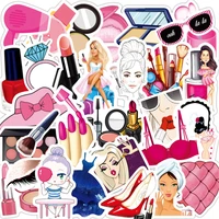 103050pcs pink girl makeup set lipstick perfume bottle motorcycle waterproof laptop sticker decorative sticker toy wholesale