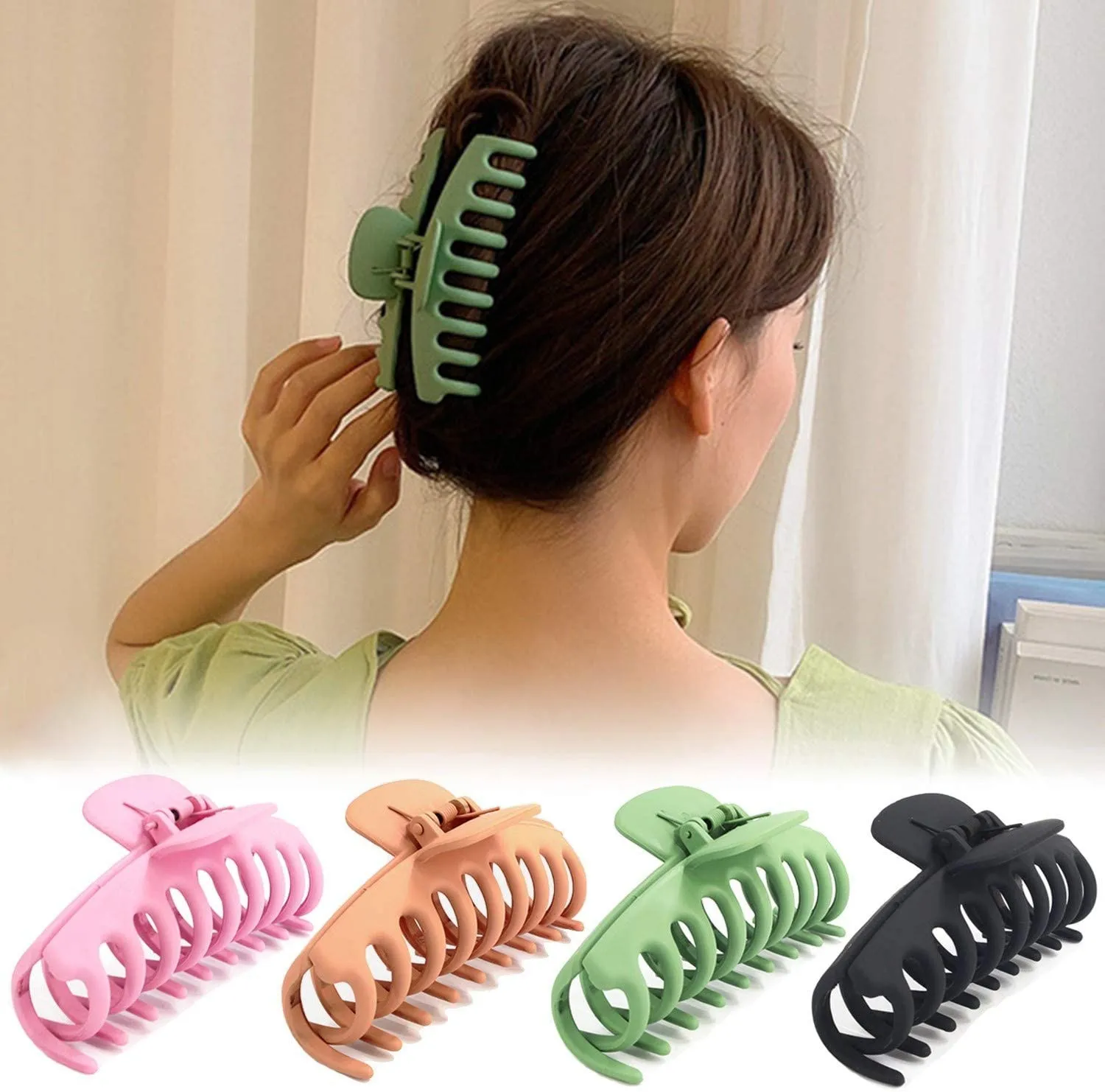 

Large Shower Hair Clip Hairpin Back Head Clip Headdress Broken Ponytail Holder Clamp Geometric Simple Bath Shower Spring