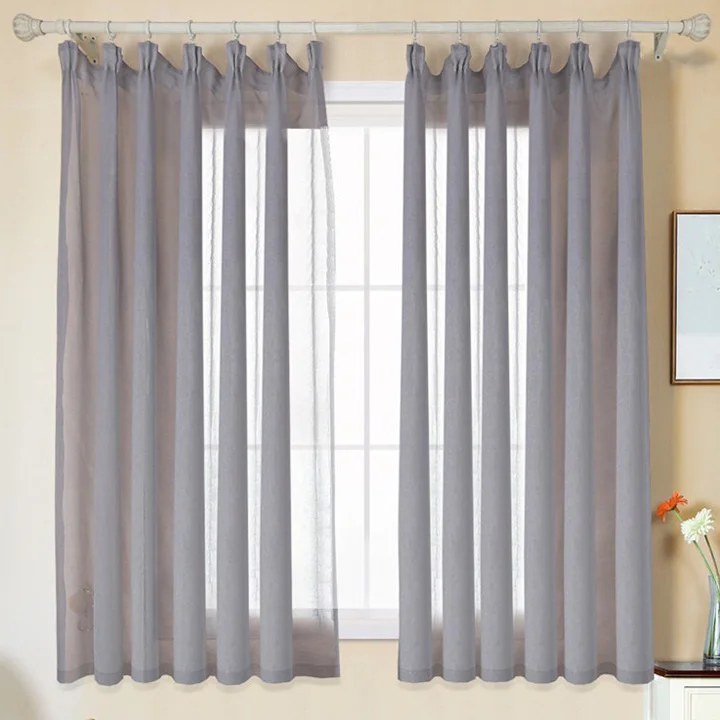 

100%Polyester Solid Sheer Short Curtains for Kitchen Living Room Window Treatments Small Curtains for Bedroom Home Decoration