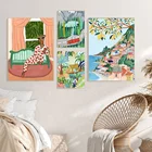 Настенная картина Positano с изображением побережья Амальфи, тигра, тропической девушки, Ван, постеры и принты на холсте, настенные картины для декора гостиной