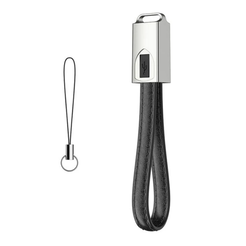 leather Black Портативный usb-кабель для iPhone, Xiaomi, samsung, 3A, быстрая зарядка, синхронизация данных, Тип C, кабели для телефонов, кожаный брелок, кабель Micro USB C - Цвет: leather Black
