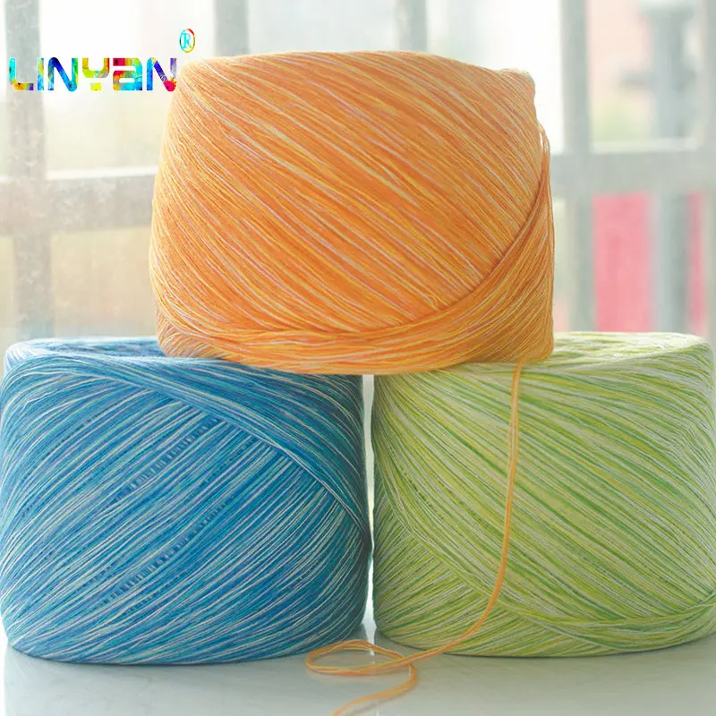 250 г 100% цветная окрашенная хлопчатобумажная пряжа для ручного вязания плотно