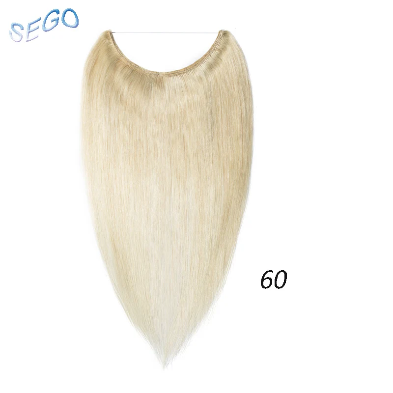 #60 SEGO 1"-24" прямые человеческие волосы для наращивания с изображением пианино и чистого цвета, невидимая проволока, накладные человеческие волосы без Реми - Цвет: #60