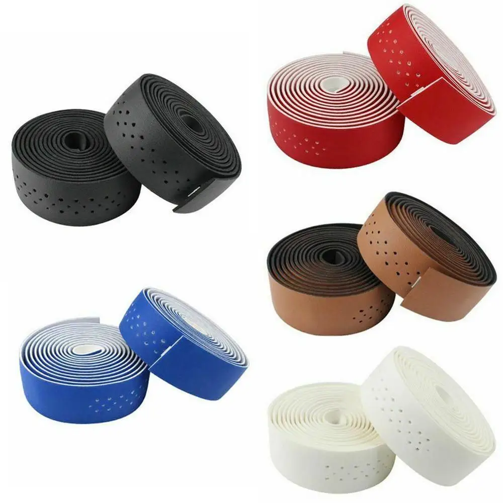 

Bicycle Handlebar Tape Road Bike PU Leather Perforated Belt Breathable Soft PU Leather Texture Perforated Straps Road Bike Strap