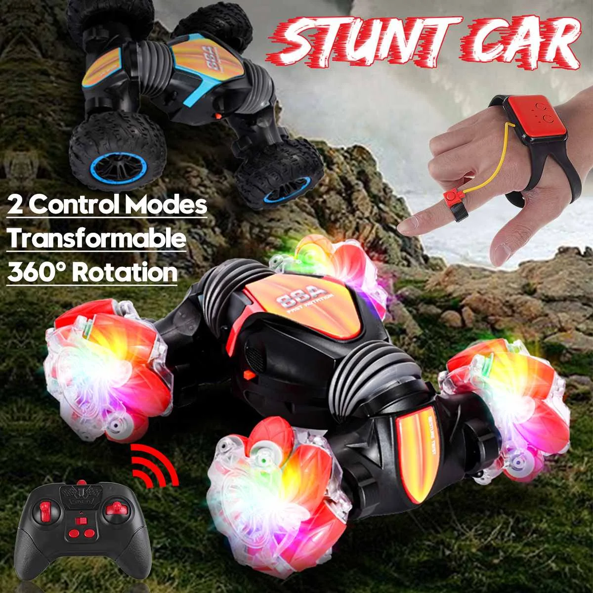 

2.4G 4WD Gesture Sensing Car Remote Control Stunt Car 360° All-Round Drift Twisting Off-Road Dancing Vehicle Kids Toys W/ Lights