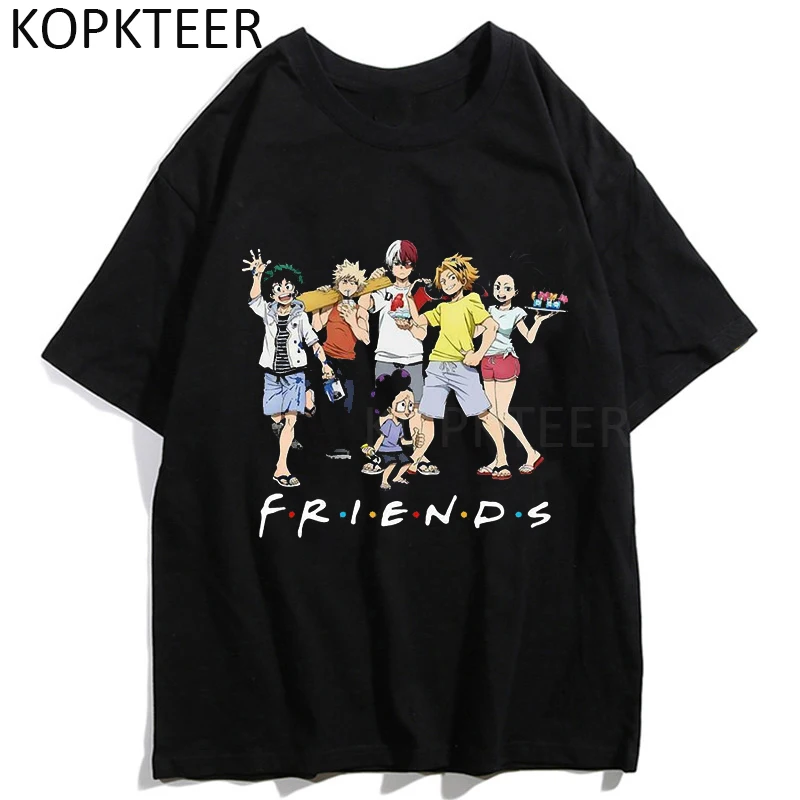 

Футболка Friends My Hero Academia, японское аниме манга, короткий рукав, забавная Милая уличная одежда в стиле Харадзюку, 90-е, футболка в стиле хип-хоп