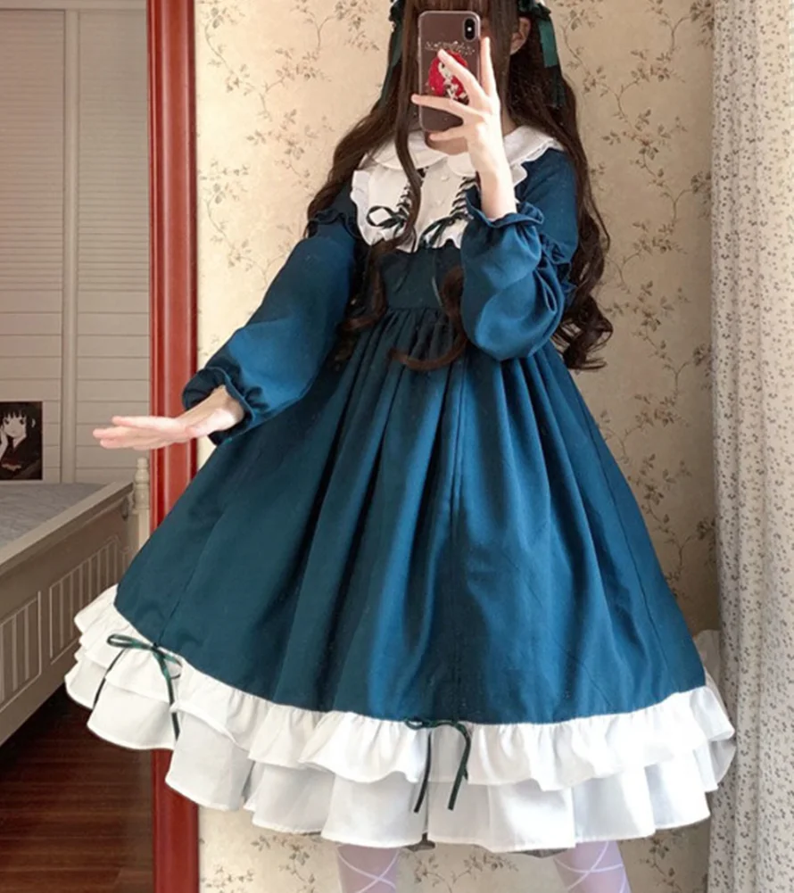 Платье в викторианском стиле платье готическом Лолиты милое винтажное кружевное
