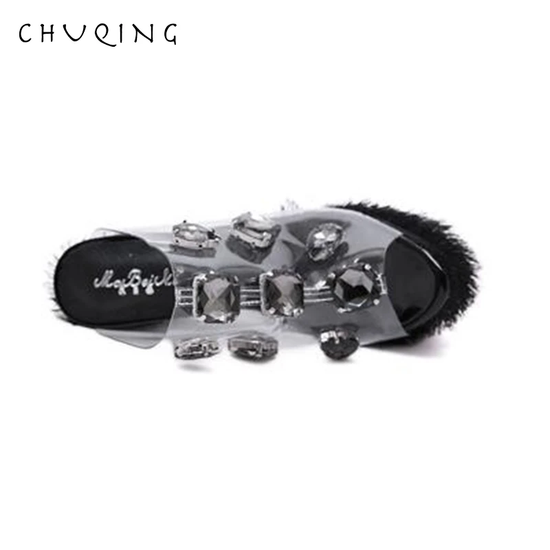 CHUQING 2019 сезон весна Новинка модная обувь на подъеме со стразами с шершавой