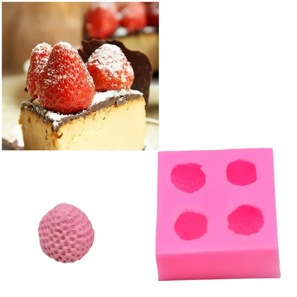 

Four Cavities Strawberry Baking Mold Food Grade Non-stick Silicone 4 Cavities Bakeware Cake Mold for Kitchen Bakeware
