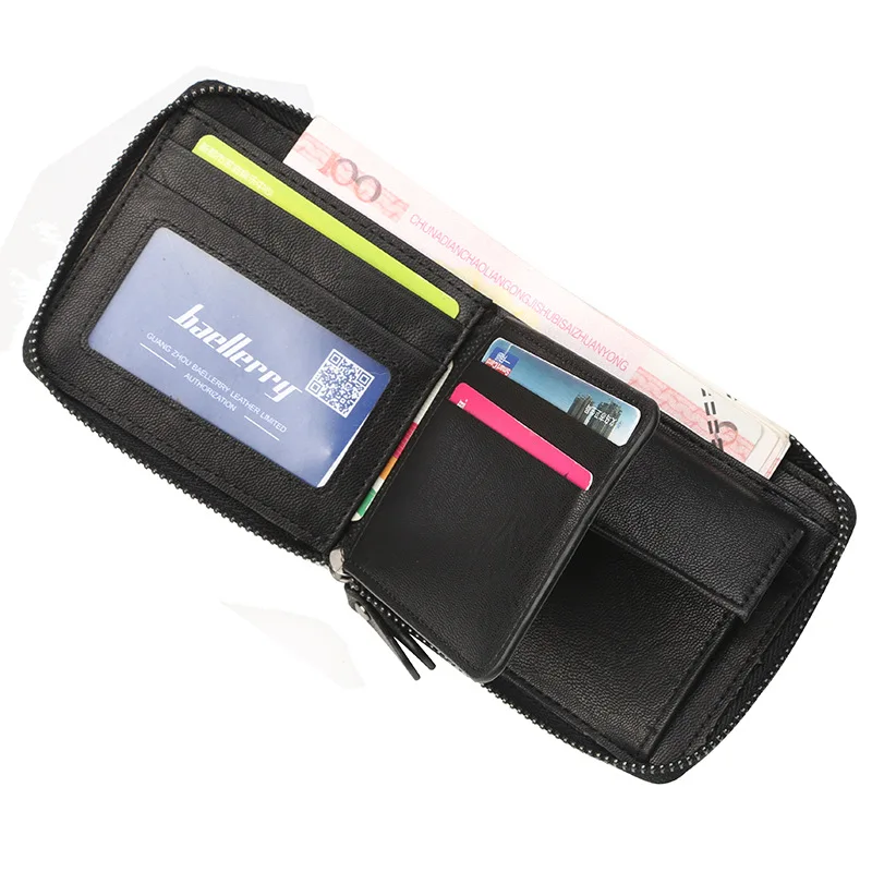 

Wallet men's new high-quality PU leather short men's wallet cross-section wallet leisure retro zipper coin bag Christmas gift