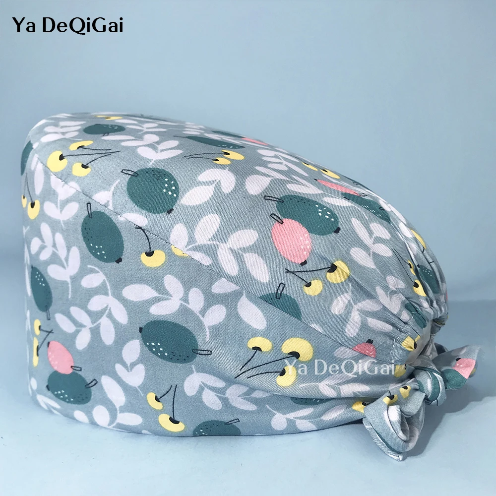 

Multicolor Breathable Unisex nursing cap Fashion Cartoon Printed Pet Grooming Work Cap Adjustable Hygiene Care Cap Custom logo