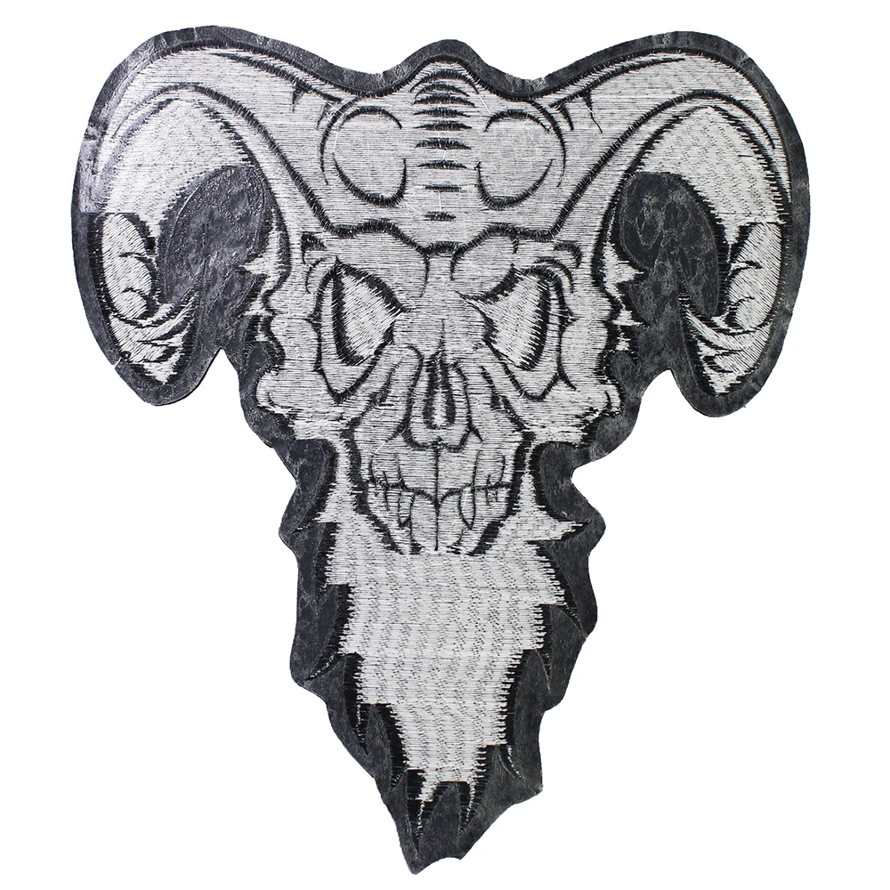Sheep Horn Skull Design Motocycle Bike Back Patches Iron on Jacket Jeans Badge Embroidery Applique Srickers | Дом и сад