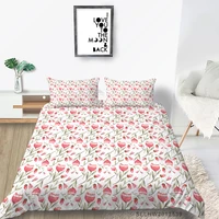 pink flowers bedding set full size country style duvet cover for girls twin double king queen single 3d print bed set buds