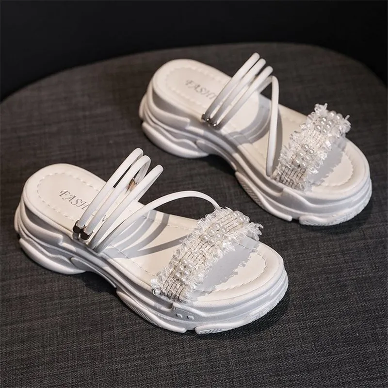 

Summer Women's Chunky Platform Sandals 2021 New Fashion Narrow Band Open Toed Beach Sandal 5.5cm Wedges Sandalias Mujer