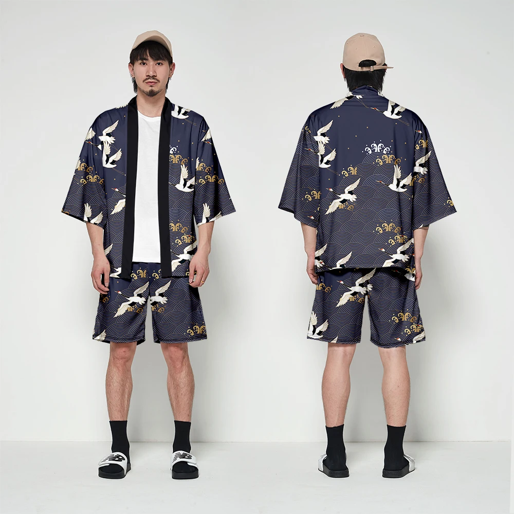 Японская блузка кимоно кардиган Harajuku костюм самурая одежда куртка Мужские blusas