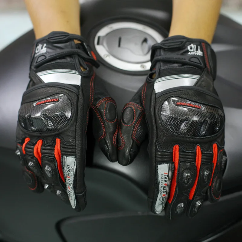 Мужские кожаные мотоциклетные перчатки для мотокросса из углеродного волокна